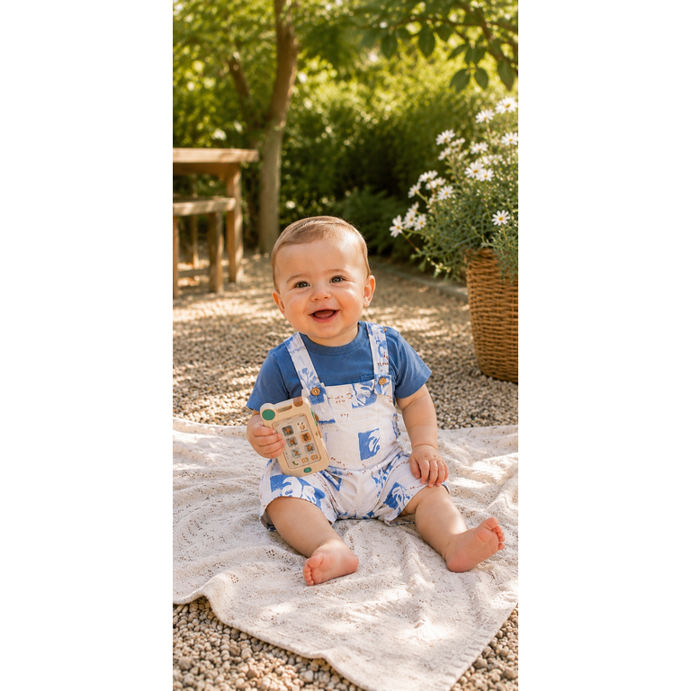 PLAY UP PLAY UP jumpsuit jongen Printed Twill Bio Resin (beige met print)