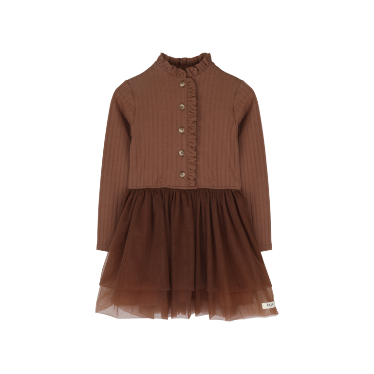 Baje Studio BAJE jurk meisje Junna Copper Brown (koperbruin)