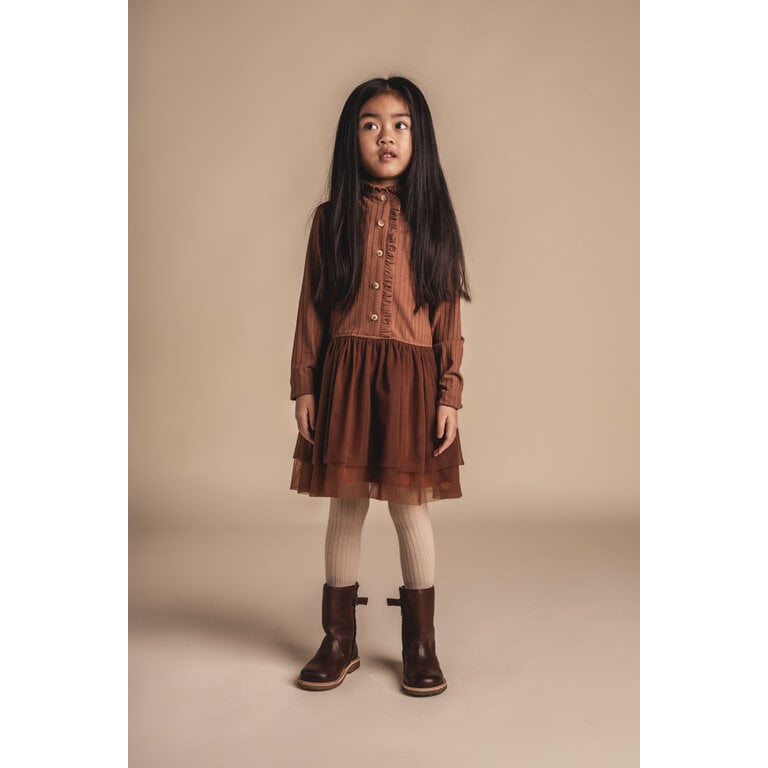 Baje Studio BAJE jurk meisje Junna Copper Brown (koperbruin)