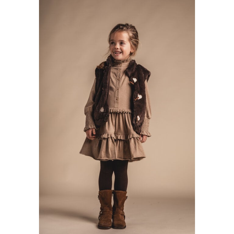 Baje Studio BAJE teddy gilet meisje Meddox Brown Choco (chocoladebruin)