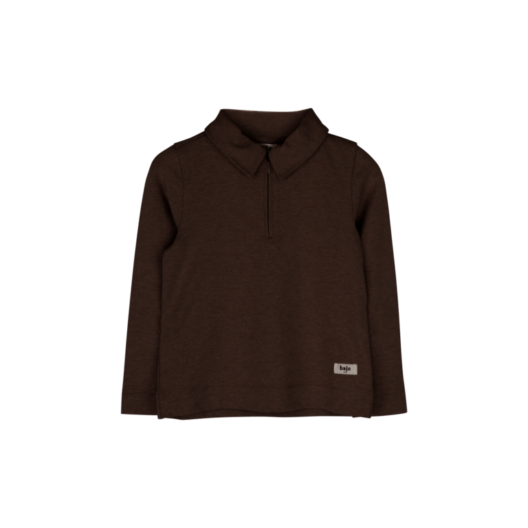 Baje Studio BAJE polo longsleeve jongen Ferry Brown Choco (chocoladebruin)
