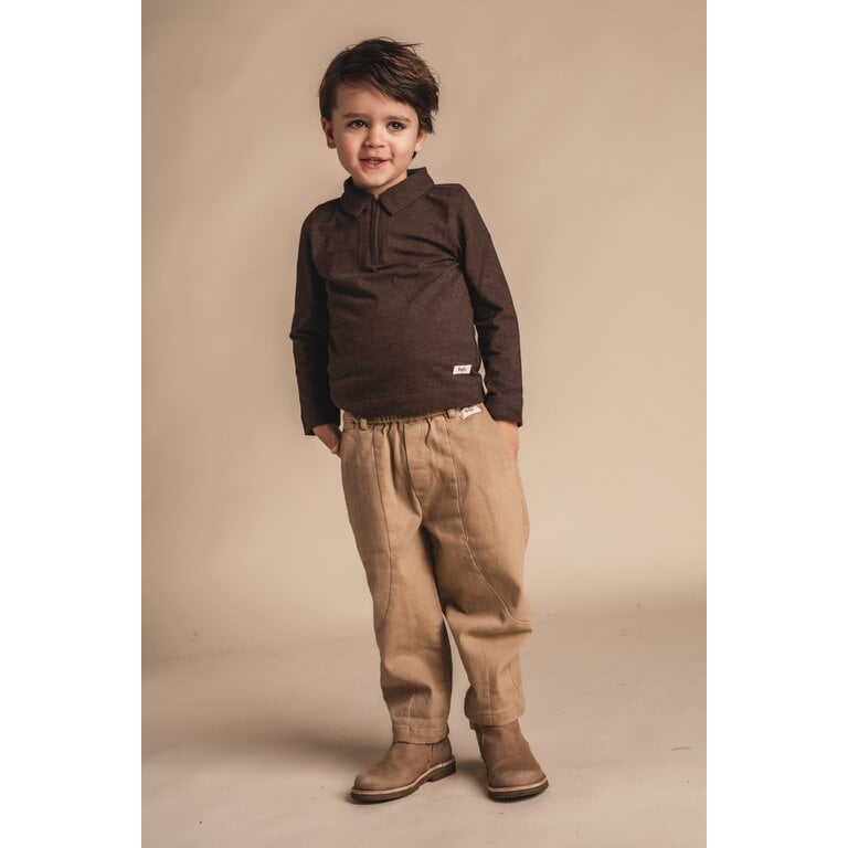 Baje Studio BAJE polo longsleeve jongen Ferry Brown Choco (chocoladebruin)
