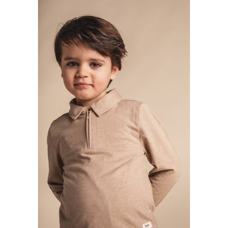 Baje Studio BAJE polo longsleeve jongen Ferry Taupe Light (lichttaupe)