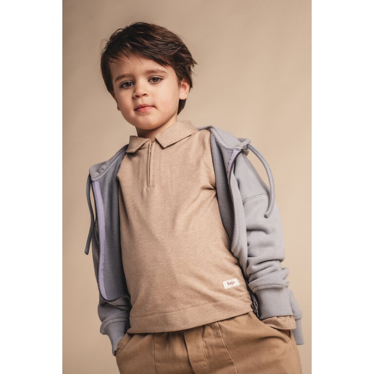 Baje Studio BAJE polo longsleeve jongen Ferry Taupe Light (lichttaupe)