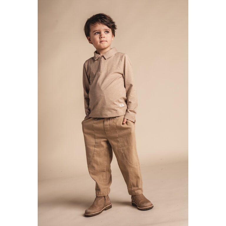 Baje Studio BAJE polo longsleeve jongen Ferry Taupe Light (lichttaupe)