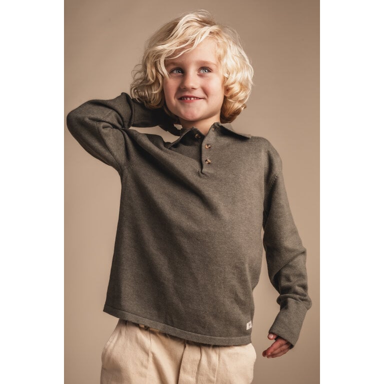 Baje Studio BAJE polo longsleeve jongen Evans Green Agave (olijfgroen)