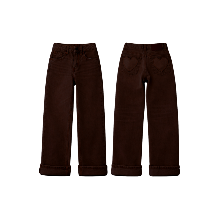 Baje Studio BAJE wide leg jeans meisje Maey Brown Choco (chocoladebruin)