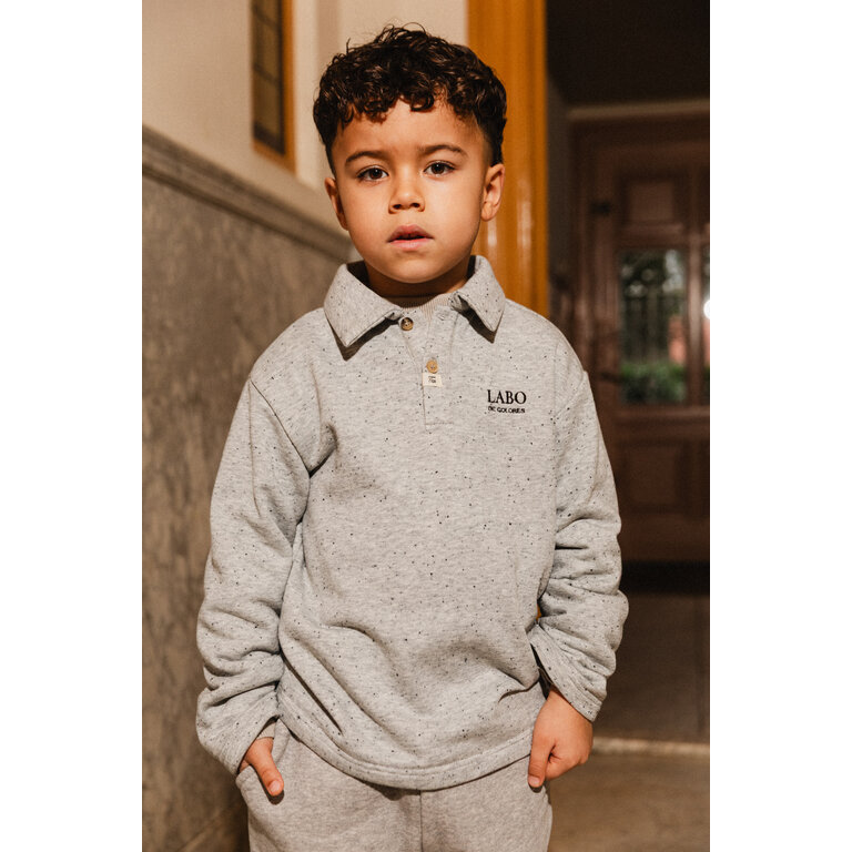 Labo de Colores LABO DE COLORES polo longsleeve shirt jongen Lino Grey Melange Multicolor (grijs mêlee multicolor)