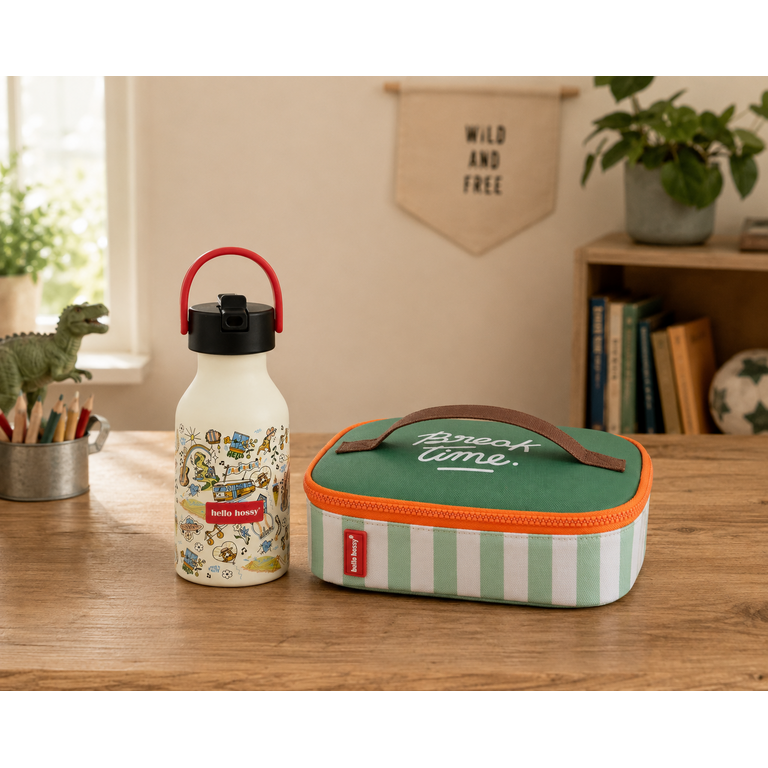 Hello Hossy  HELLO HOSSY isotherm lunchzakje kind Green Stripes groen gestreept geïsoleerd lunchtasje