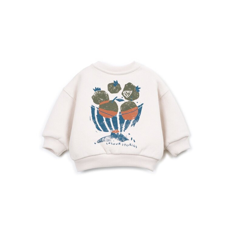 PLAY UP PLAY UP fleece sweater trui kind Sketches Ecru (gebroken wit)