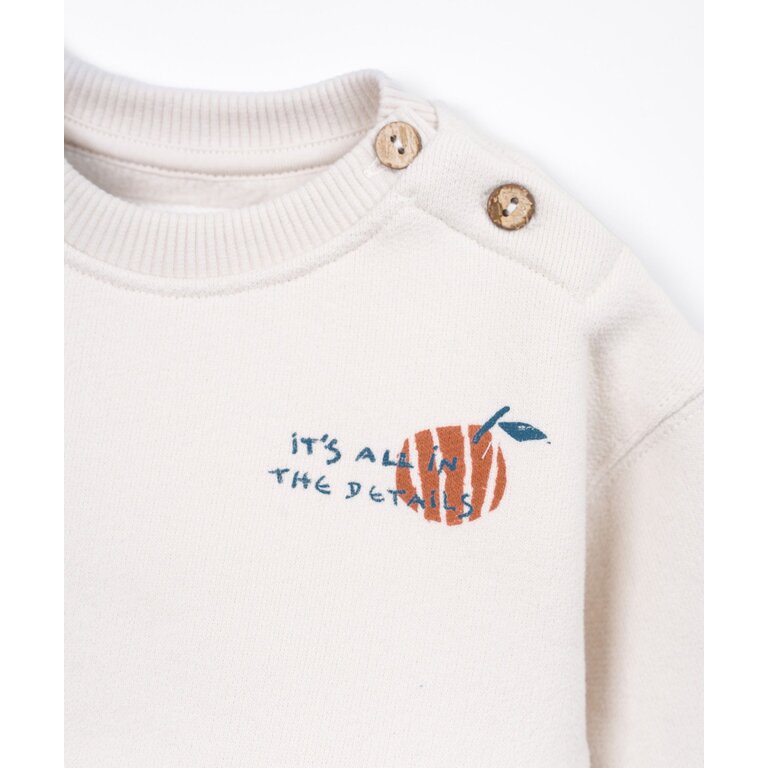 PLAY UP PLAY UP fleece sweater trui kind Sketches Ecru (gebroken wit)