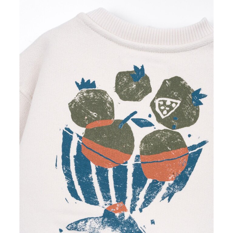 PLAY UP PLAY UP fleece sweater trui kind Sketches Ecru (gebroken wit)