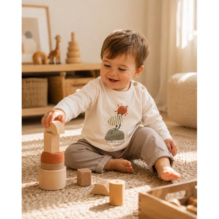 PLAY UP PLAY UP twill broek kind Drawing Taupe