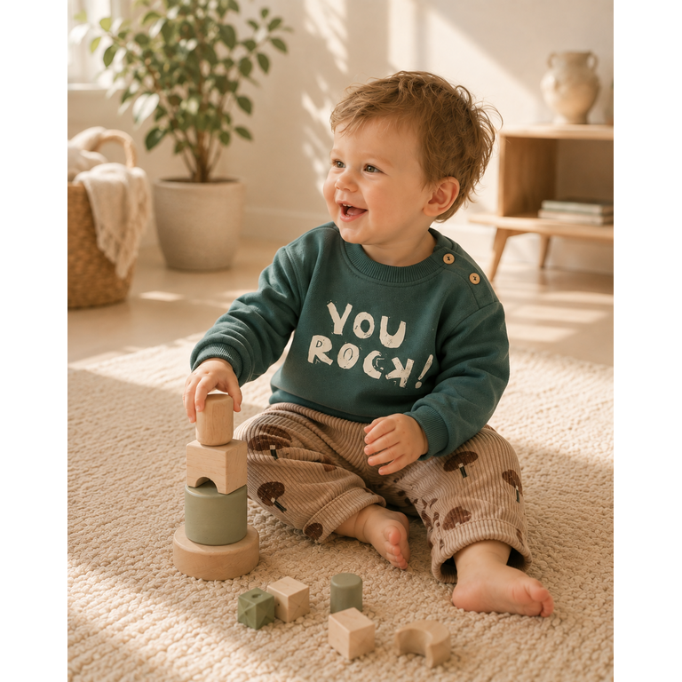 PLAY UP PLAY UP fleece sweater trui kind Fiber Green (groen)