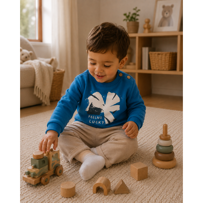 PLAY UP PLAY UP fleece sweater trui kind Kroh Blue (blauw)