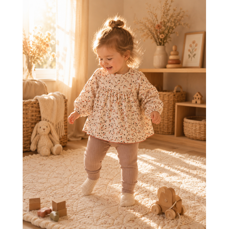 PLAY UP PLAY UP rib legging meisje Drawing Taupe