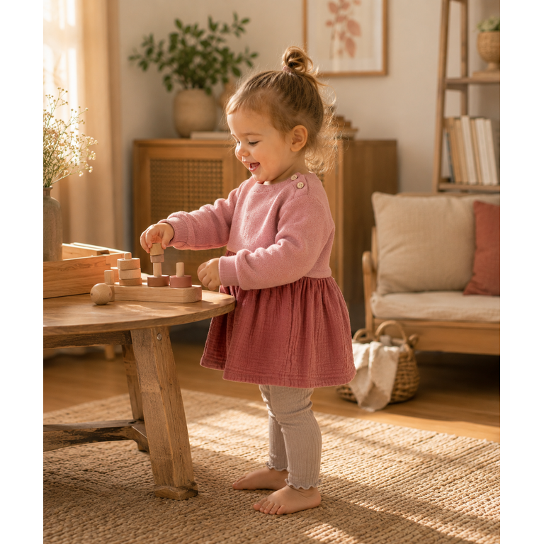 PLAY UP PLAY UP rib legging meisje Drawing Taupe