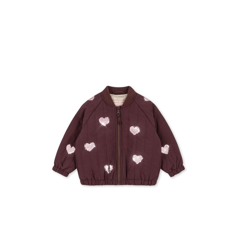 Konges Sløjd KONGES SLØJD winterjas bomberjack meisje Juno Sequin Bomber Jacket Decadent Chocolate (bordeauxrood)