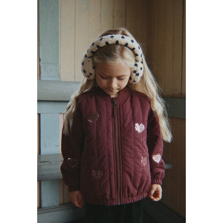 Konges Sløjd KONGES SLØJD winterjas bomberjack meisje Juno Sequin Bomber Jacket Decadent Chocolate (bordeauxrood)