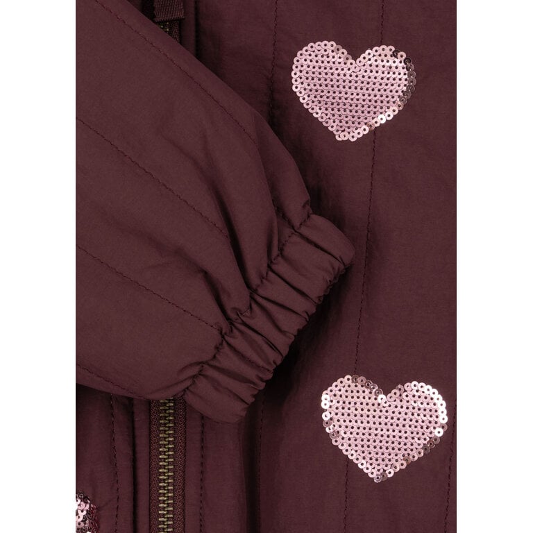 Konges Sløjd KONGES SLØJD winterjas bomberjack meisje Juno Sequin Bomber Jacket Decadent Chocolate (bordeauxrood)