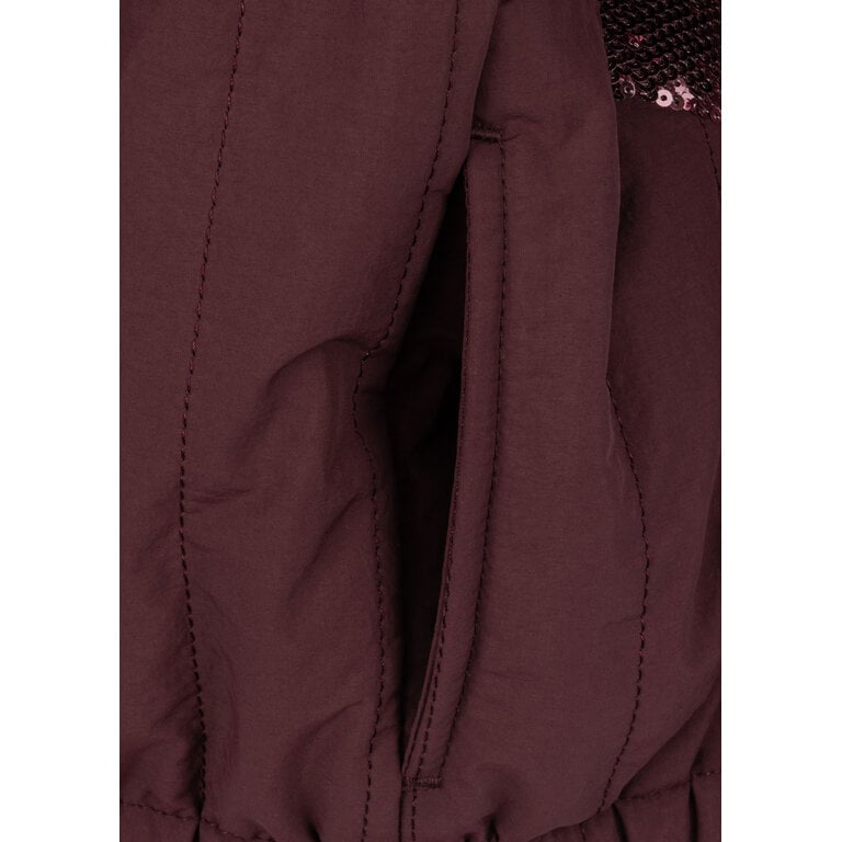 Konges Sløjd KONGES SLØJD winterjas bomberjack meisje Juno Sequin Bomber Jacket Decadent Chocolate (bordeauxrood)