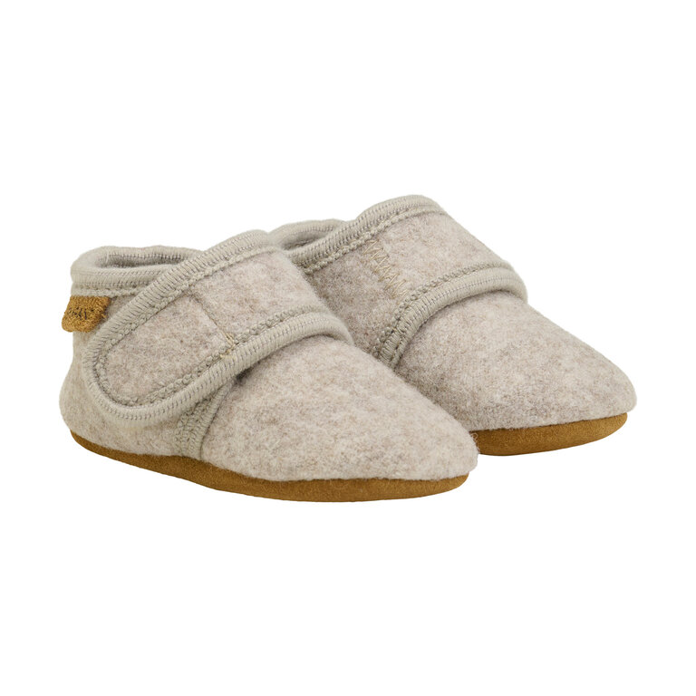 Huttelihut HUTTELIHUT wollen slofjes baby Sand Melange (zand gemêleerd)