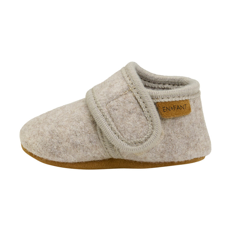 Huttelihut HUTTELIHUT wollen slofjes baby Sand Melange (zand gemêleerd)