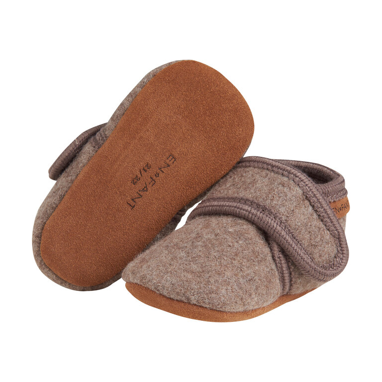 Huttelihut HUTTELIHUT wollen slofjes baby Walnut (walnootbruin)