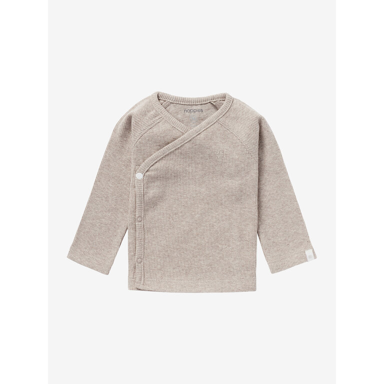 Noppies Noppies rib overslagshirt baby Nanyuki Taupe Melange (taupe gemêleerd)