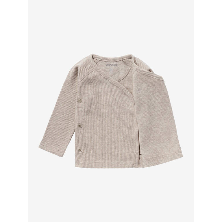Noppies Noppies rib overslagshirt baby Nanyuki Taupe Melange (taupe gemêleerd)