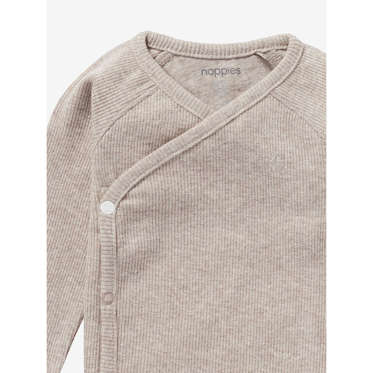 Noppies Noppies rib overslagshirt baby Nanyuki Taupe Melange (taupe gemêleerd)