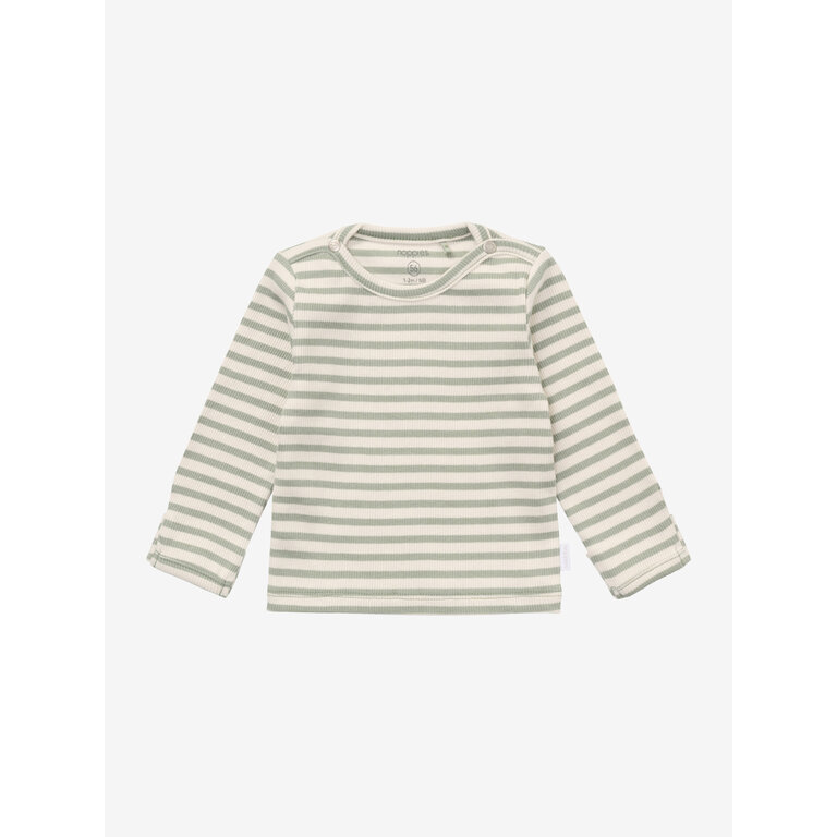 Noppies Noppies gestreepte longsleeve baby Iceberg Green (licht mintgroen)