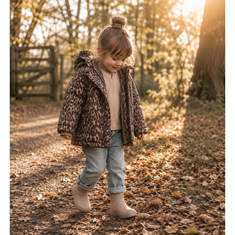 EN FANT EN FANT winterjas meisje Jacket Quilt AOP Pine Bark (donkerbruin)