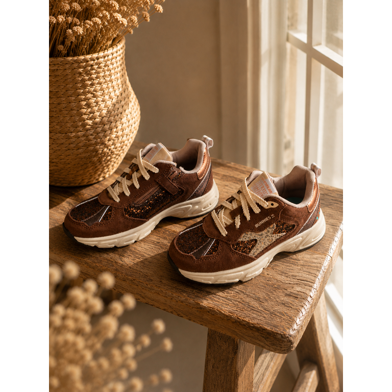 BunniesJR Bunnies Daan Dash sneakers kind Dark Brown (donkerbruin)