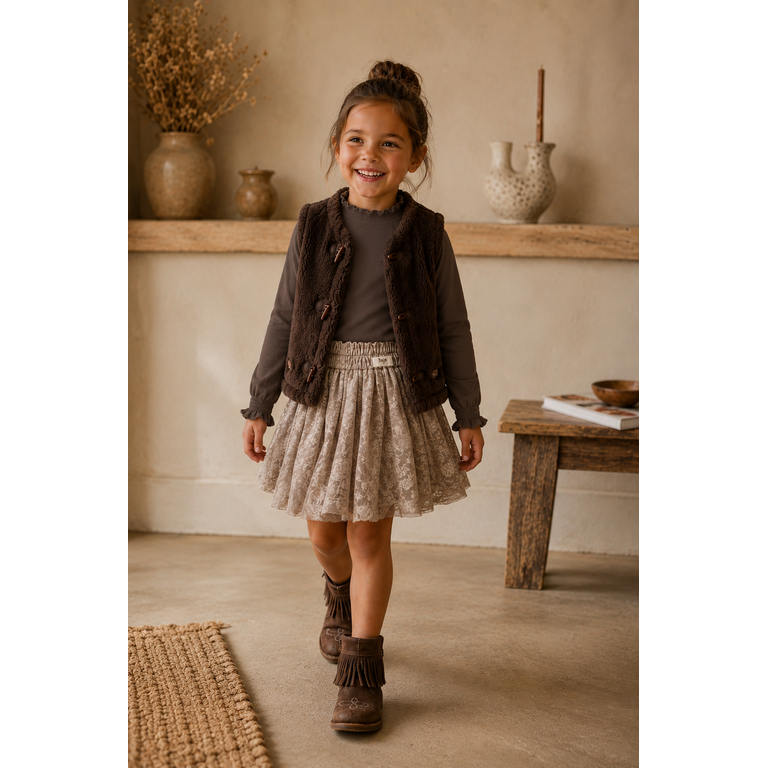 Baje Studio BAJE longsleeve meisje Healy Brown Choco (chocoladebruin)