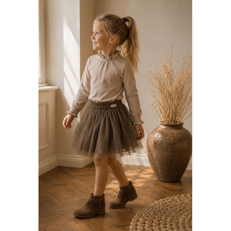 Baje Studio BAJE longsleeve meisje Healy Taupe Light (lichttaupe)