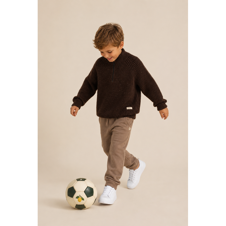 Baje Studio BAJE gebreide sweater trui jongen Fox Brown Choco (chocoladebruin)