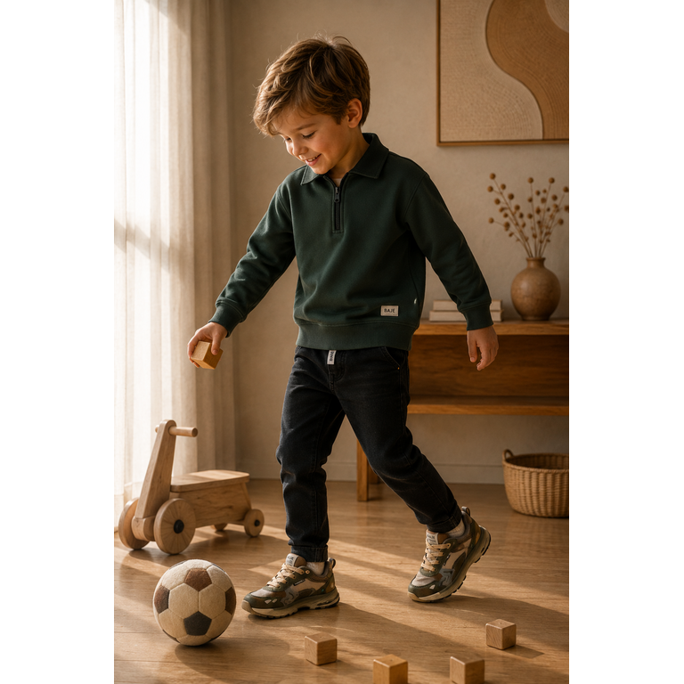 Baje Studio BAJE polo sweater jongen Cooper Green Agave (olijfgroen)