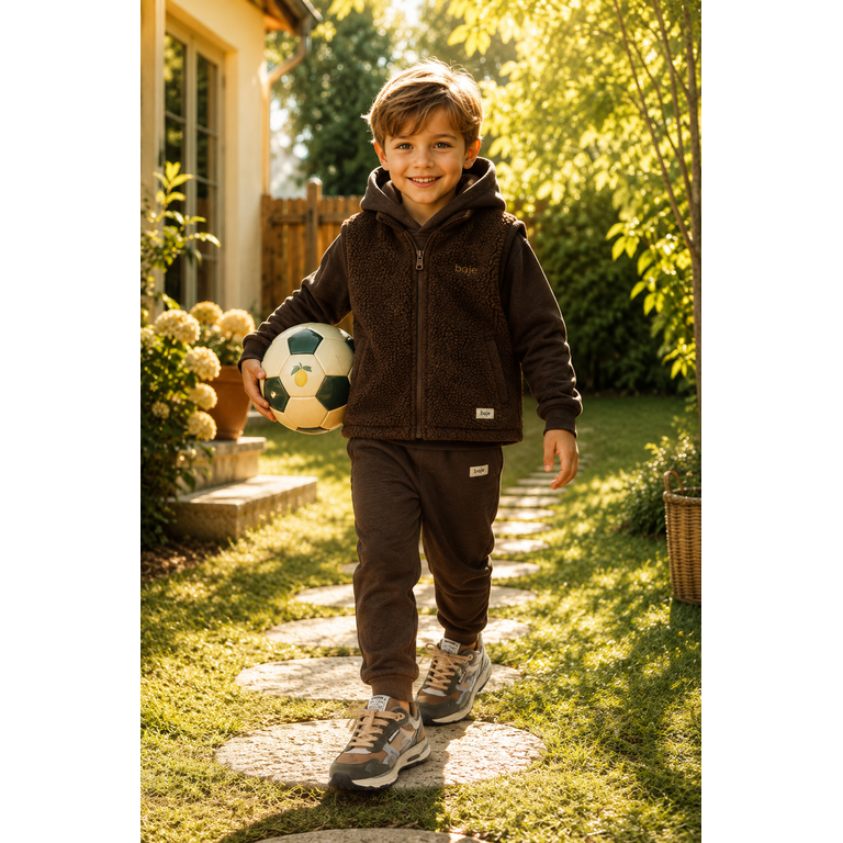Baje Studio BAJE teddy gilet jongen Myso Brown Choco (chocoladebruin)