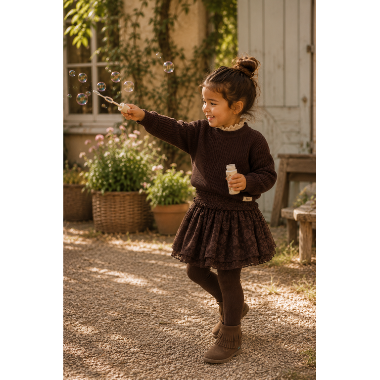 Baje Studio BAJE gebreide sweater meisje Mai Brown Choco (chocoladebruin)