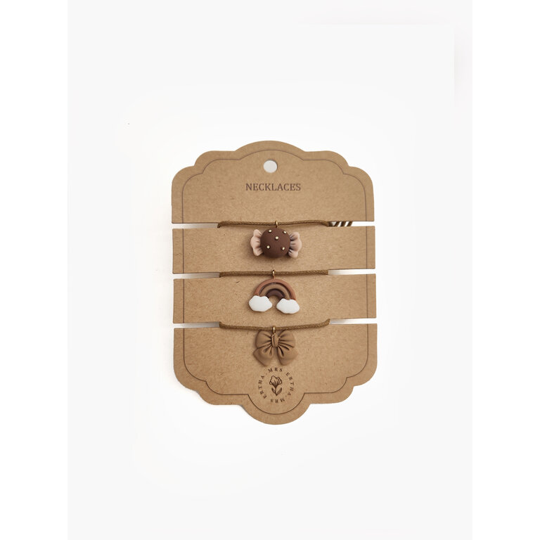 Mrs Ertha Mrs Ertha kettingen meisje 3-pack Bow Candy Rainbow bruin