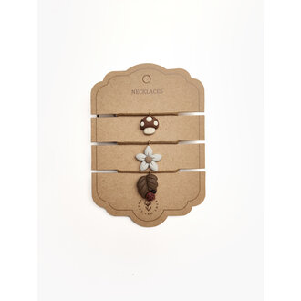 Mrs Ertha Pack 3 Necklaces | Mushroom + Flower + Leaf