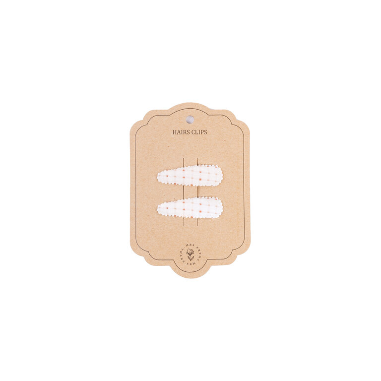 Mrs Ertha Mrs Ertha haarclips meisje 2-pack Organic Squares Ecru (gebroken wit)