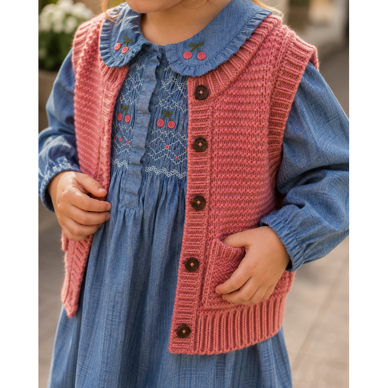 Emile et Ida EMILE ET IDA bodywarmer meisje Sans Manches Doudou Blush (lichtroze)