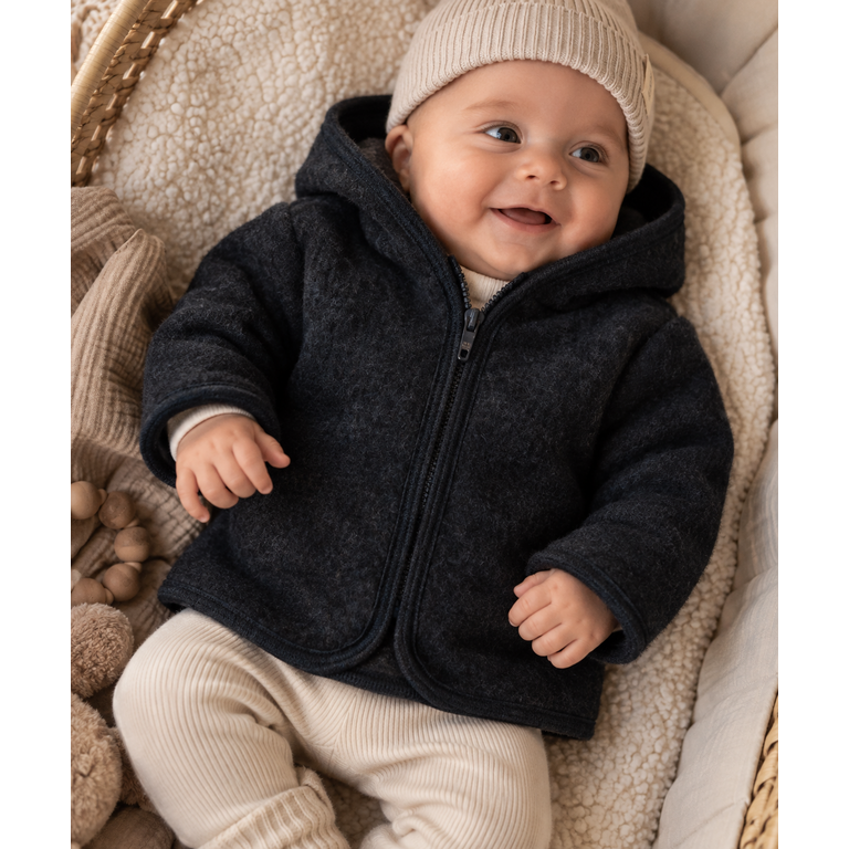Huttelihut HUTTELIHUT wollen fleece jas kind Navy Melange (donkerblauw gemêleerd)