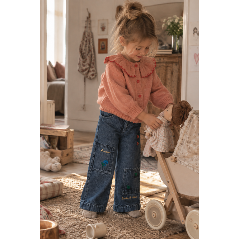 Emile et Ida EMILE ET IDA broek meisje Denim Brodé Denim