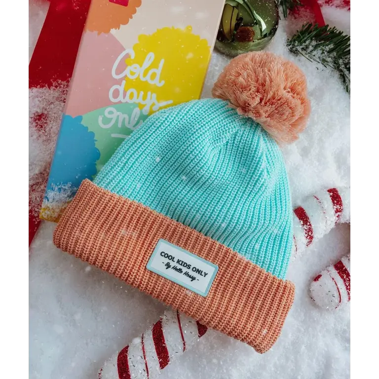 Hello Hossy  HELLO HOSSY muts kind Color Block Candy mintblauw perzikoranje pompon