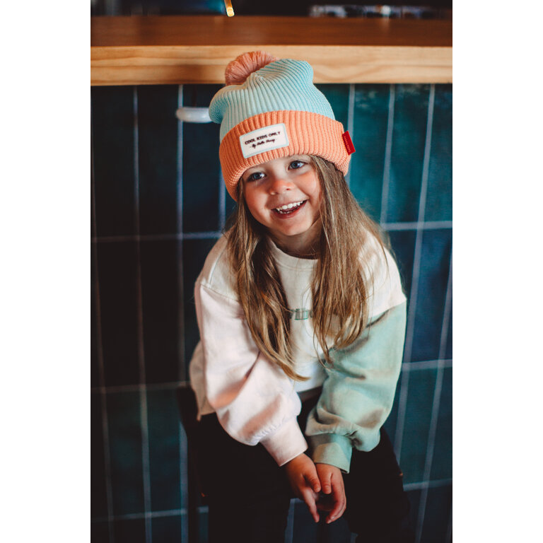 Hello Hossy  HELLO HOSSY muts kind Color Block Candy mintblauw perzikoranje pompon