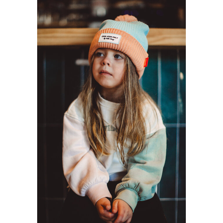 Hello Hossy  HELLO HOSSY muts kind Color Block Candy mintblauw perzikoranje pompon
