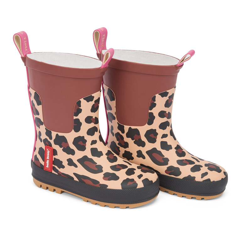 Hello Hossy  HELLO HOSSY regenlaarzen kind Leopard bruin roze luipaardprint